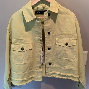 Zara Light Green/Light Yellow Jean Jacket
